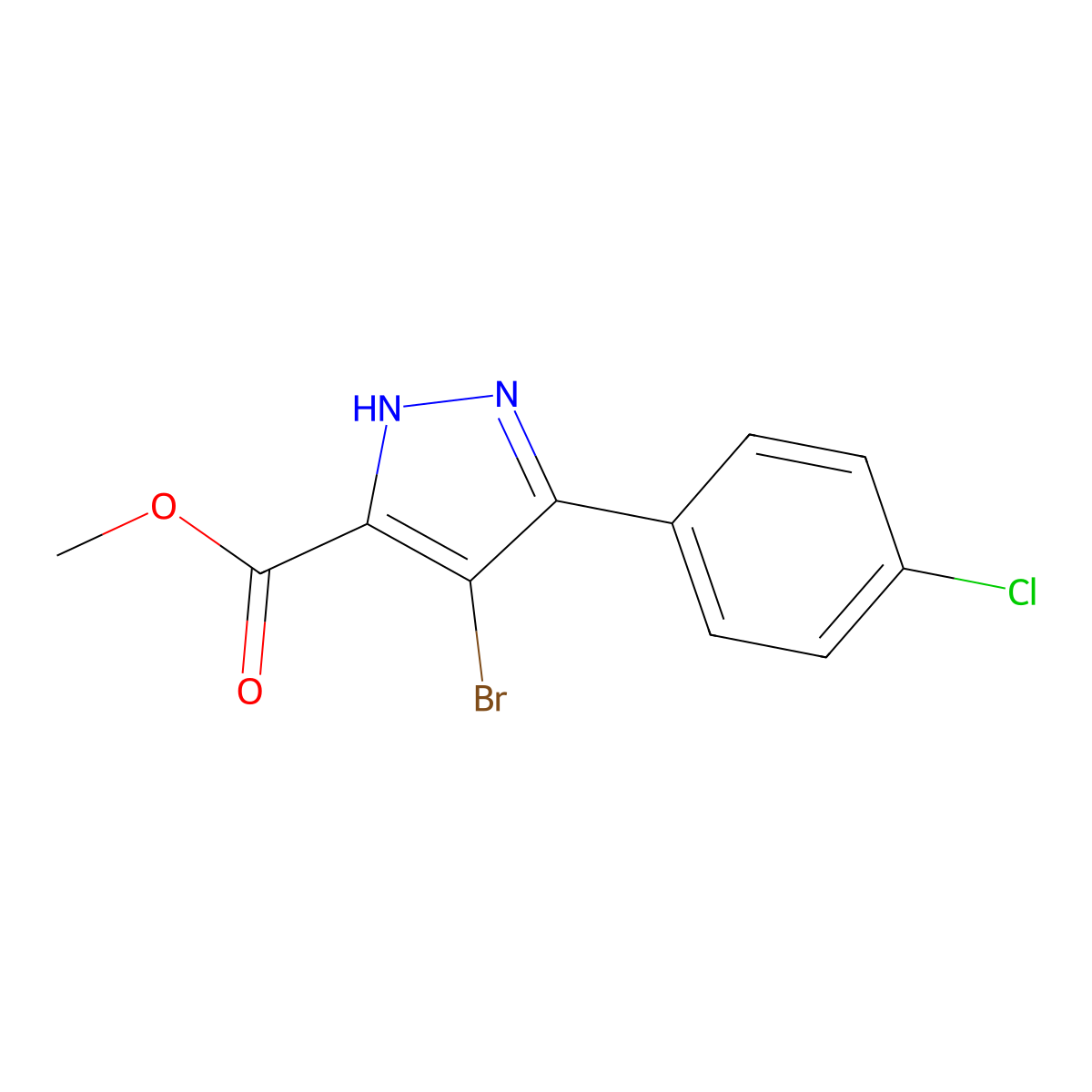methyl 4-bromo-3-(4-chlorophenyl)-1H-pyrazole-5-carboxylate molecular structure, CAS 1239484-59-3