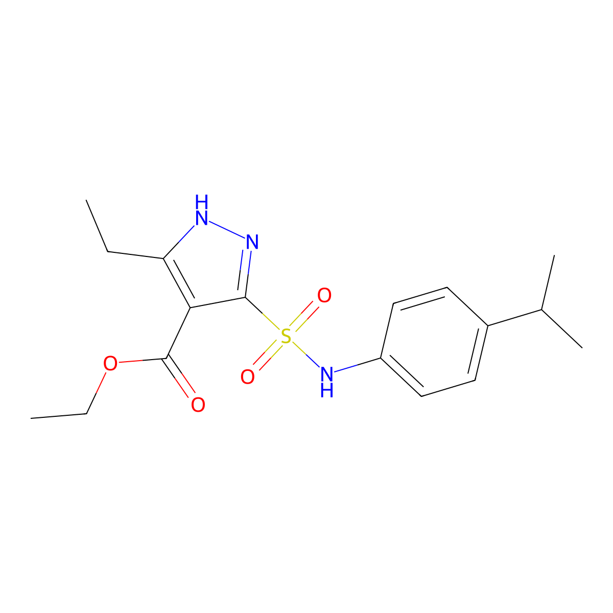 ethyl 3-ethyl-5-(N-(4-isopropylphenyl)sulfamoyl)-1H-pyrazole-4-carboxylate molecular structure, CAS 1239486-36-2