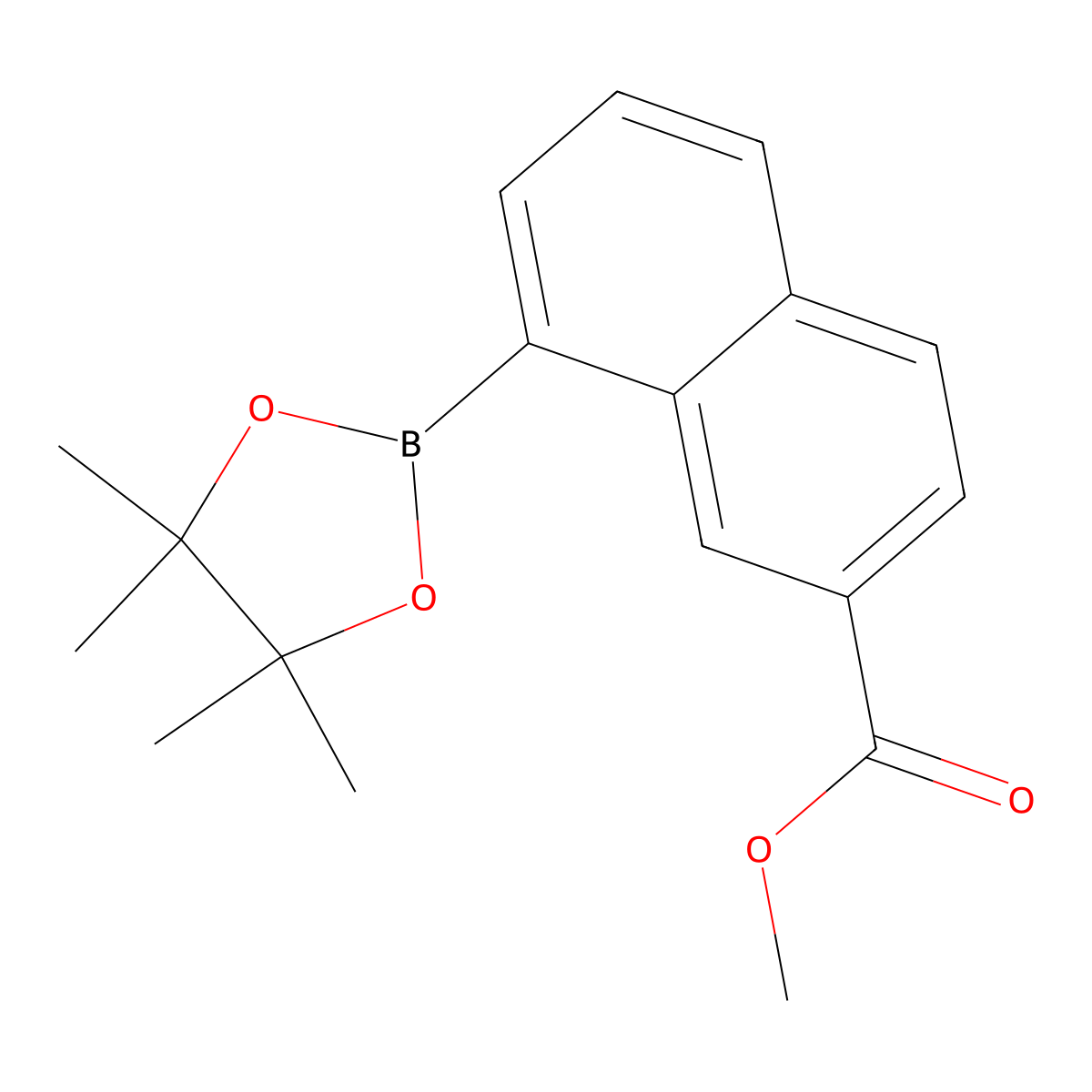 Methyl 8-(tetramethyl-1,3,2-dioxaborolan-2-yl)naphthalene-2-carboxylate molecular structure, CAS 1239489-86-1