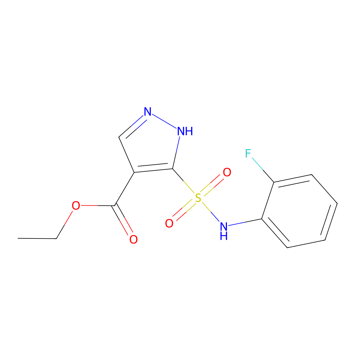 ethyl 5-[(2-fluorophenyl)sulfamoyl]-1H-pyrazole-4-carboxylate molecular structure, CAS 1239508-76-9