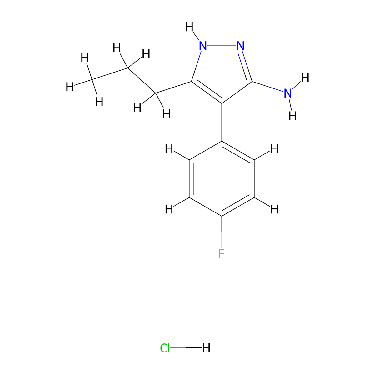 4-(4-Fluorophenyl)-3-propyl-1H-pyrazol-5-amine hydrochloride molecular structure, CAS 1239510-99-6