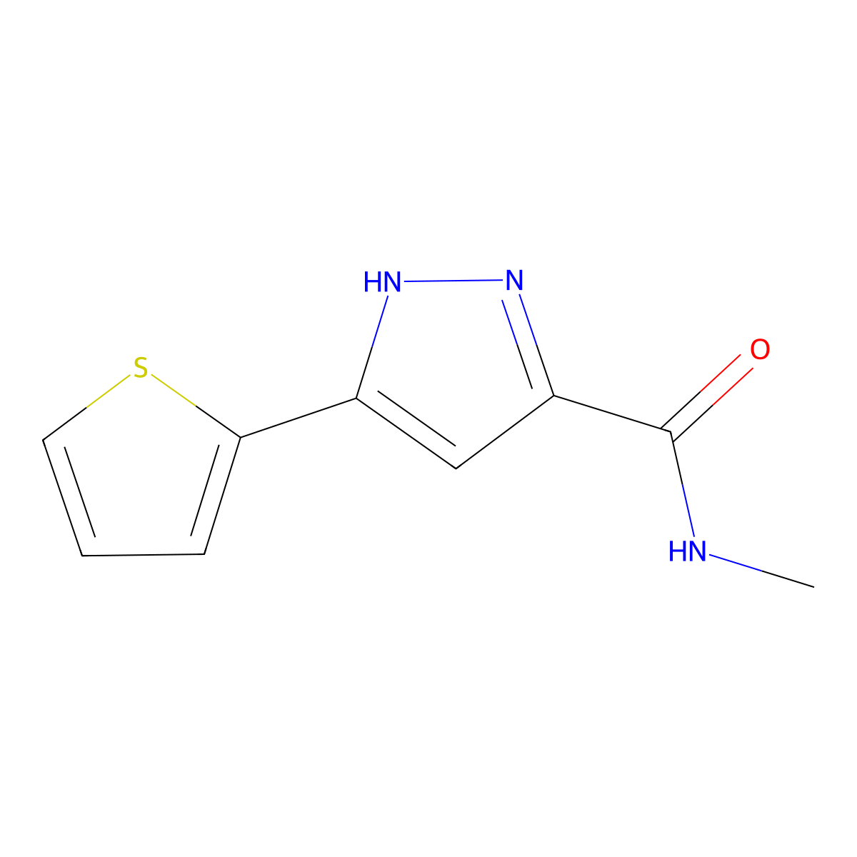 N-methyl-5-(2-thienyl)-1H-pyrazole-3-carboxamide molecular structure, CAS 1239511-44-4