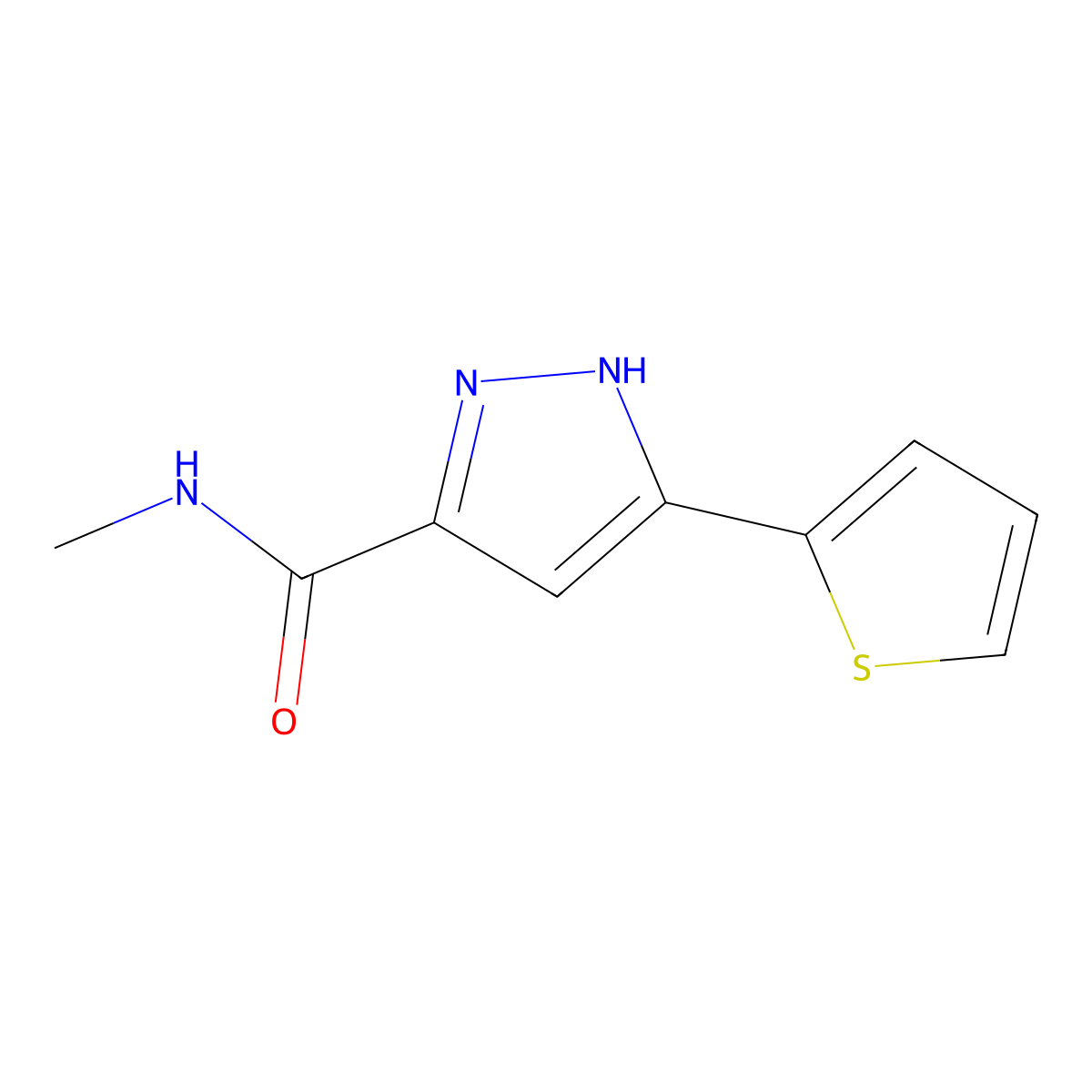 N-methyl-5-(2-thienyl)-1H-pyrazole-3-carboxamide molecular structure, CAS 1239511-44-4