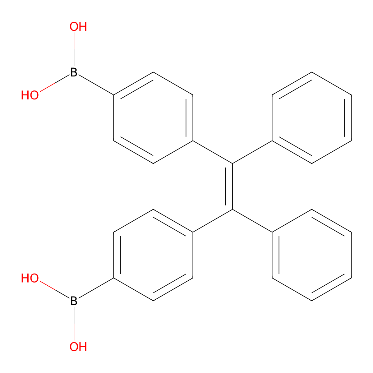 ((1,2-Diphenylethene-1,2-diyl)bis(4,1-phenylene))diboronicacid molecular structure, CAS 1239512-91-4