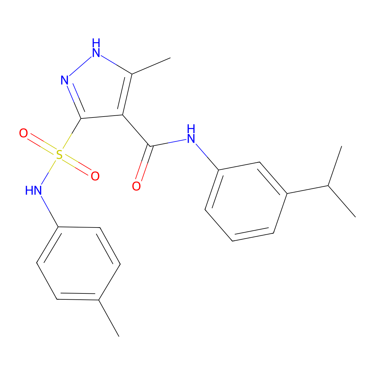 N-(3-isopropylphenyl)-3-methyl-5-(N-(p-tolyl)sulfamoyl)-1H-pyrazole-4-carboxamide molecular structure, CAS 1239515-22-0