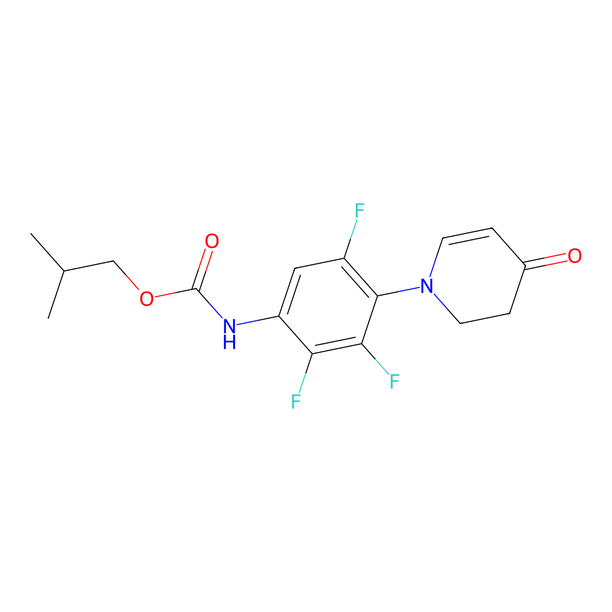 Isobutyl (2,3,5-trifluoro-4-(4-oxo-3,4-dihydropyridin-1(2H)-yl)phenyl)carbamate molecular structure, CAS 1239515-40-2