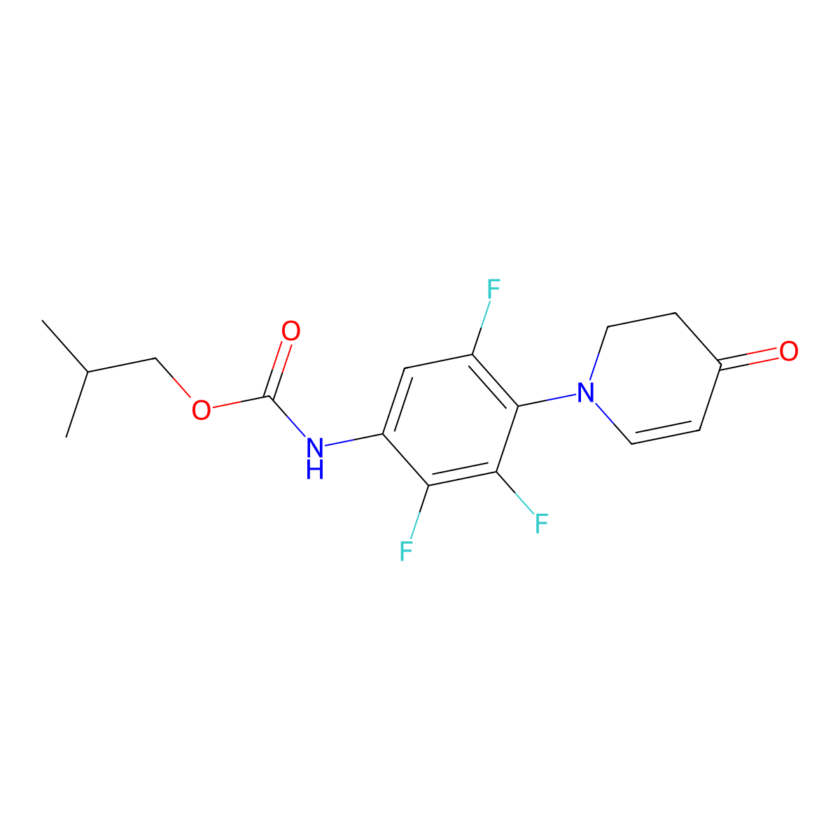 Isobutyl (2,3,5-trifluoro-4-(4-oxo-3,4-dihydropyridin-1(2H)-yl)phenyl)carbamate molecular structure, CAS 1239515-40-2