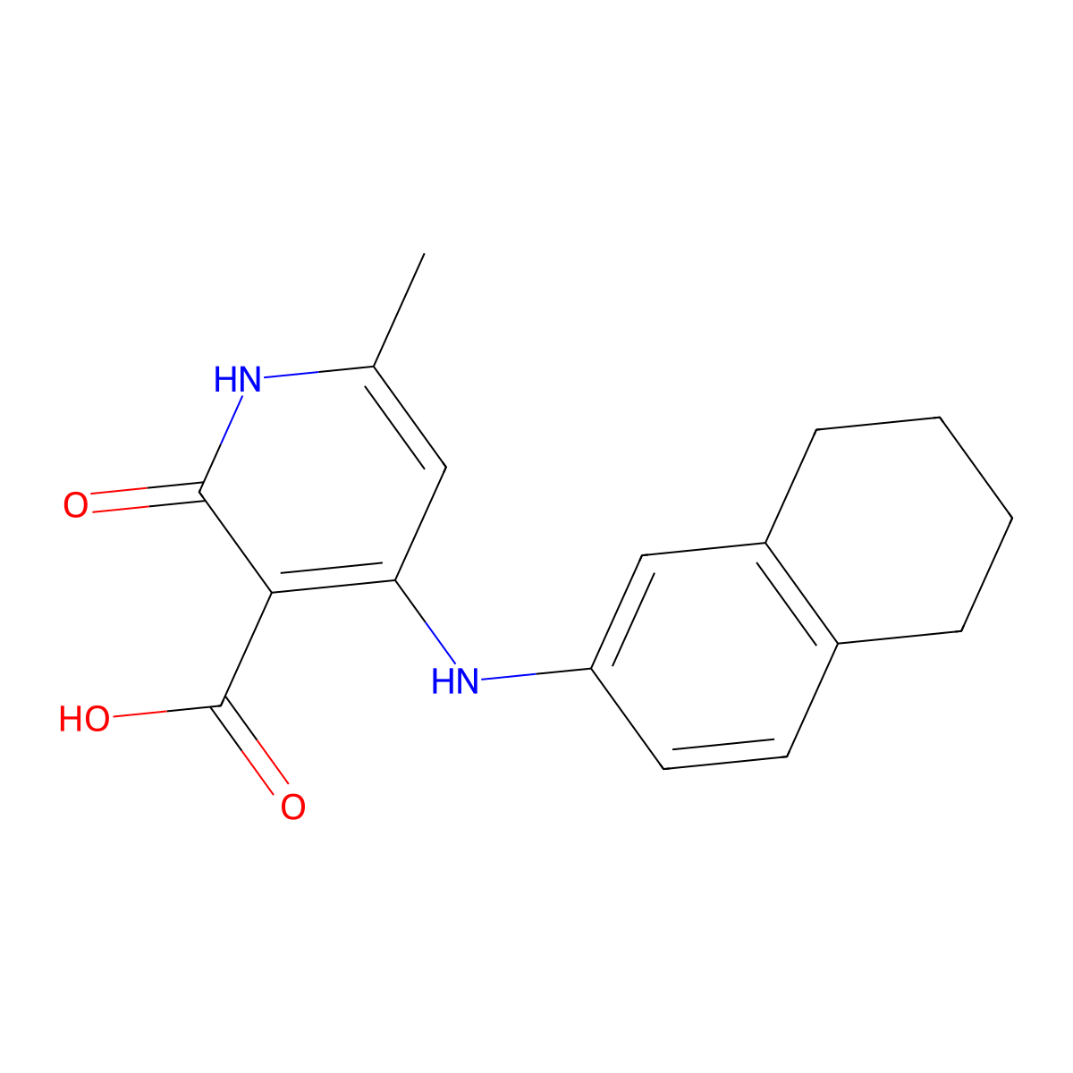 6-Methyl-2-oxo-4-[(5,6,7,8-tetrahydronaphthalen-2-yl)amino]-1,2-dihydropyridine-3-carboxylic acid molecular structure, CAS 1239521-17-5