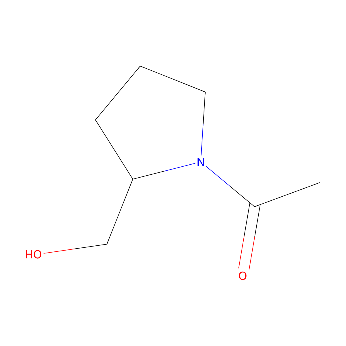 1-((2R)-2-(hydroxymethyl)pyrrolidin-1-yl)ethan-1-one molecular structure, CAS 123958-87-2
