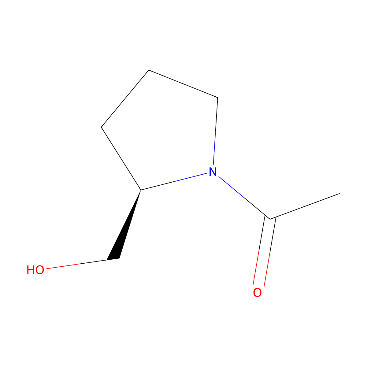1-((2R)-2-(hydroxymethyl)pyrrolidin-1-yl)ethan-1-one molecular structure, CAS 123958-87-2