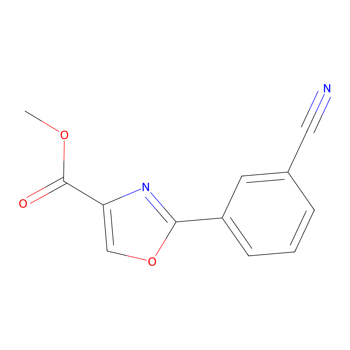 Methyl 2-(3-cyanophenyl)-1,3-oxazole-4-carboxylate molecular structure, CAS 1239589-18-4
