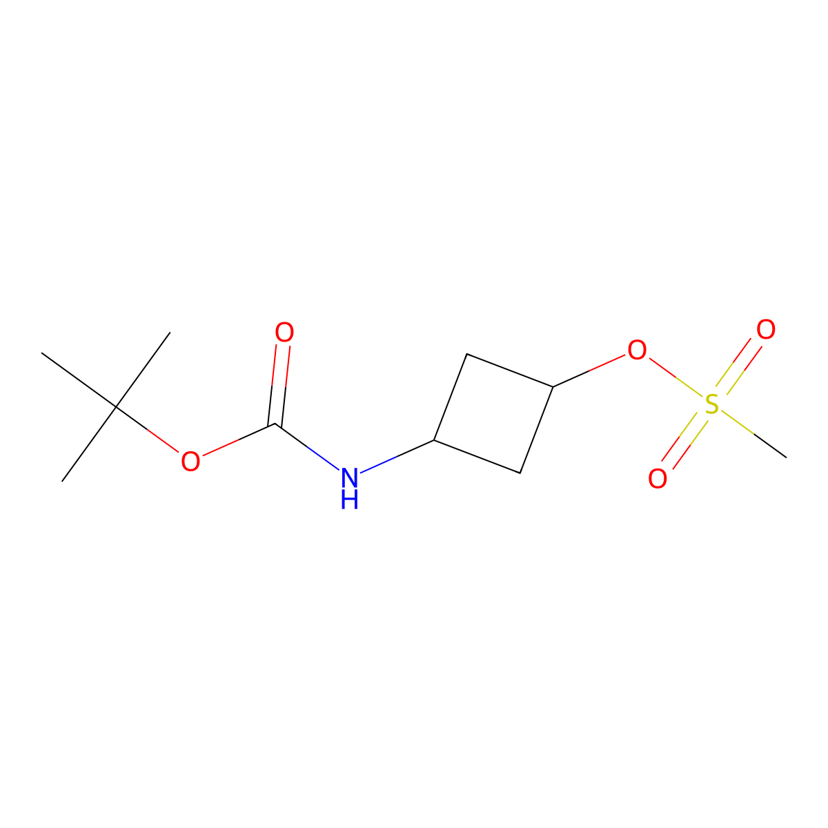 cis-tert-butyl N-[3-(methanesulfonyloxy)cyclobutyl]carbamate molecular structure, CAS 1239589-50-4