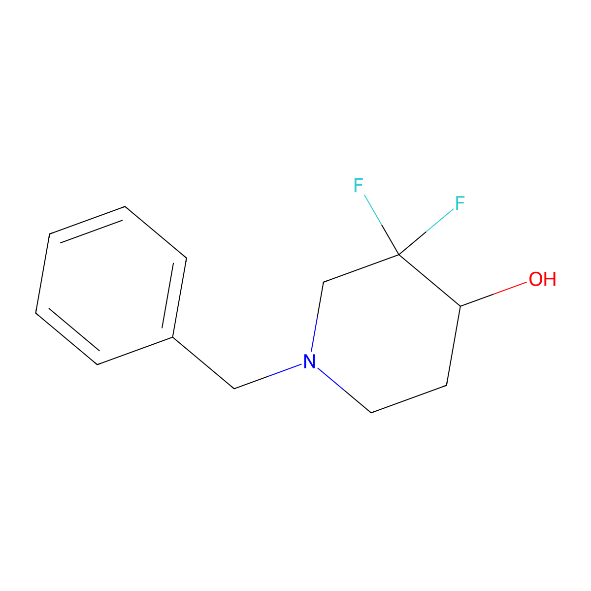 1-Benzyl-3,3-difluoropiperidin-4-ol molecular structure, CAS 1239596-53-2