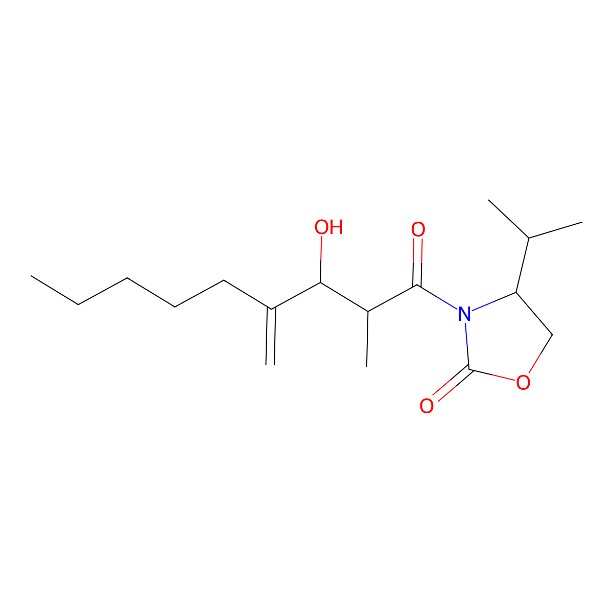 (4S)-3-[(2S,3S)-3-Hydroxy-2-methyl-4-methylene-1-oxononyl]-4-(1-methylethyl)-2-oxazolidinone molecular structure, CAS 1239600-18-0