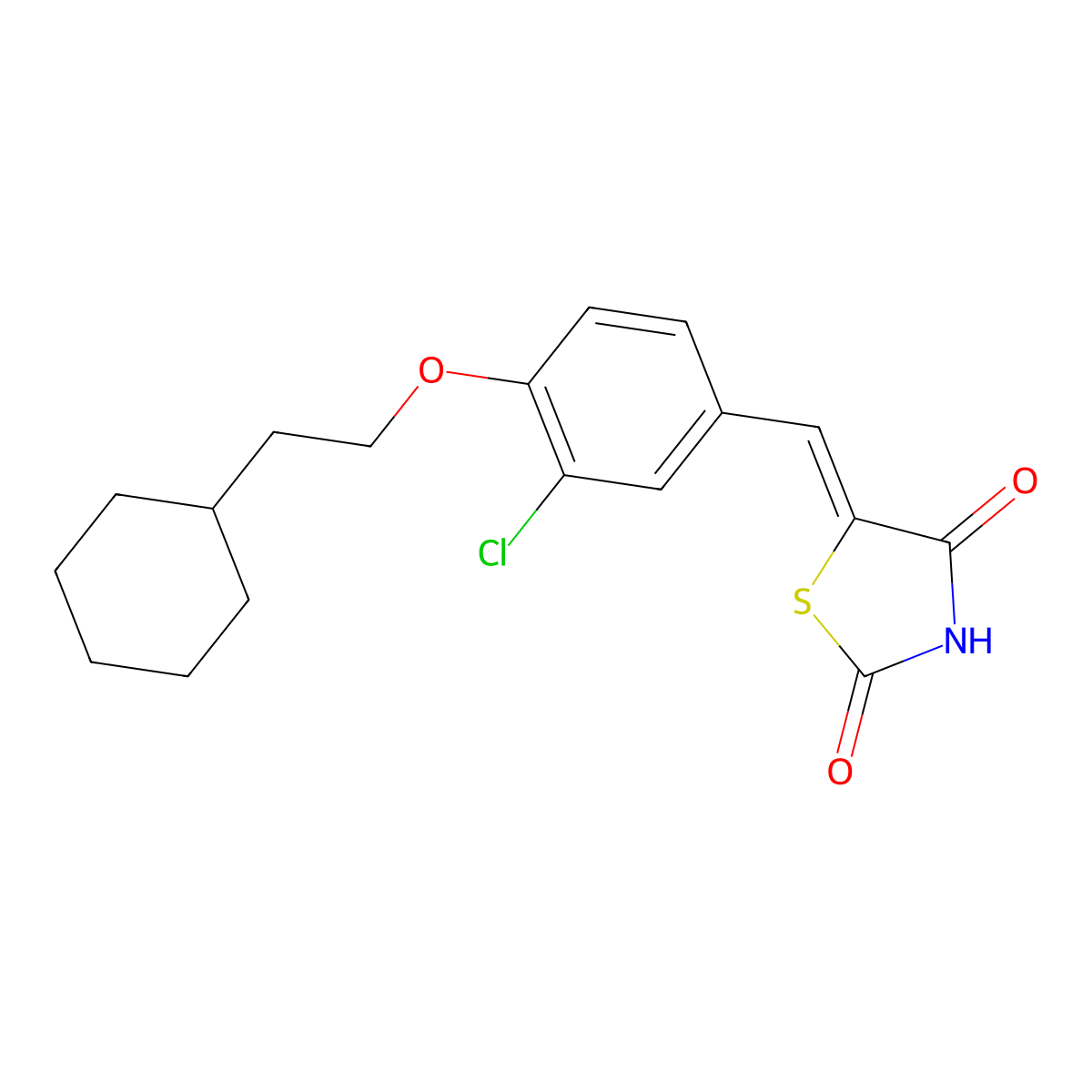 5-(3-Chloro-4-(2-cyclohexylethoxy)benzylidene)thiazolidine-2,4-dione molecular structure, CAS 1239610-72-0