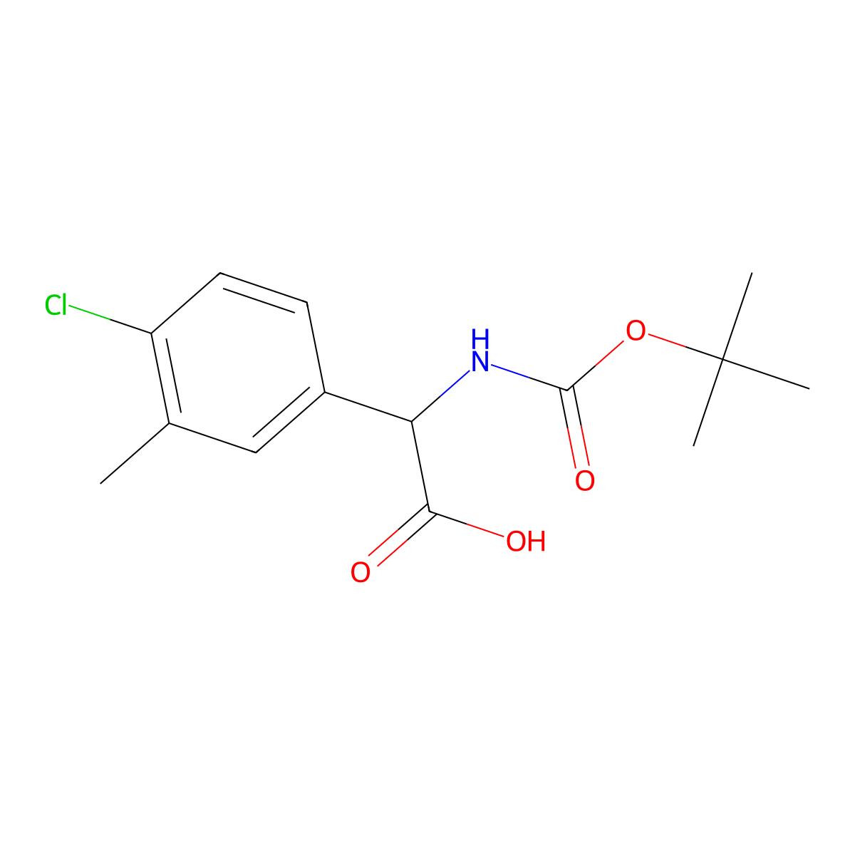2-{[(Tert-butoxy)carbonyl]amino}-2-(4-chloro-3-methylphenyl)acetic acid molecular structure, CAS 1239611-07-4