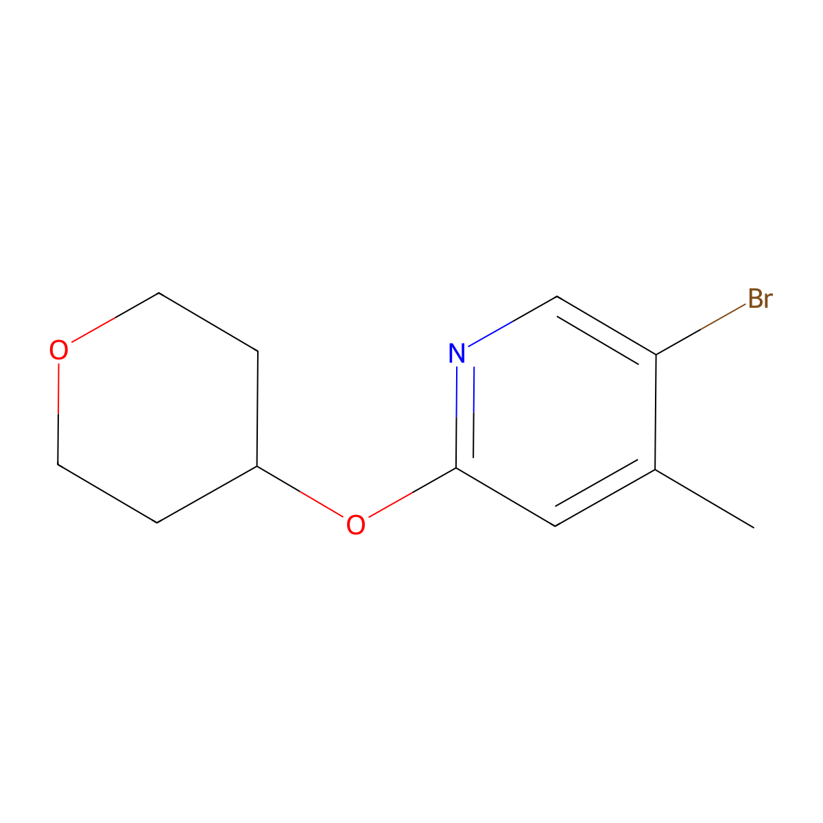 5-Bromo-4-methyl-2-(oxan-4-yloxy)pyridine molecular structure, CAS 1239611-31-4