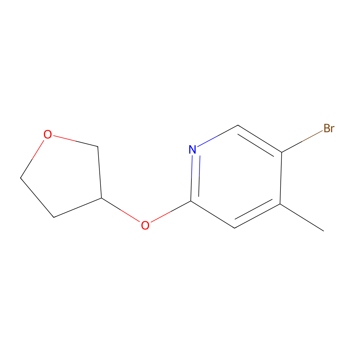 5-Bromo-4-methyl-2-(oxolan-3-yloxy)pyridine molecular structure, CAS 1239611-32-5