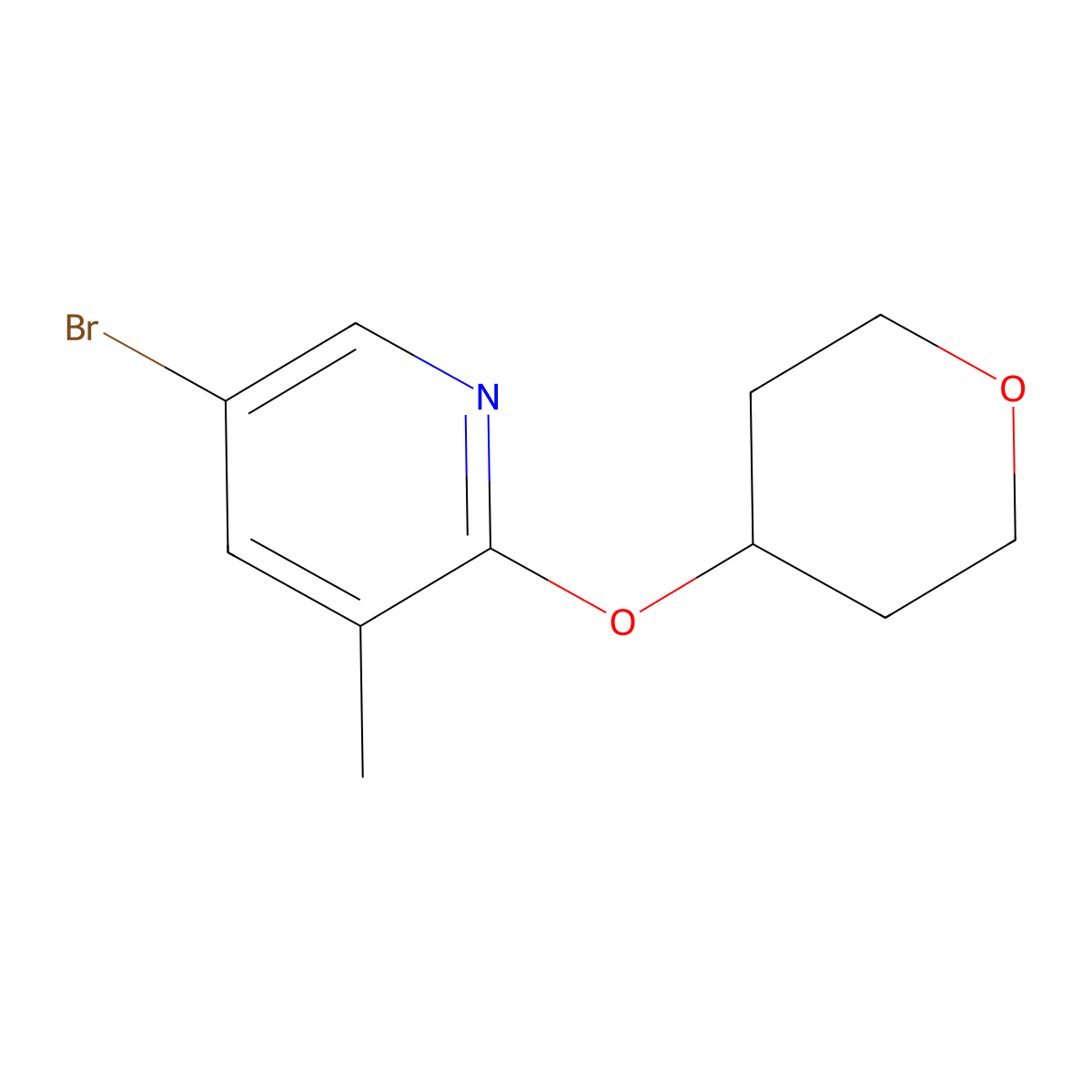 5-Bromo-3-methyl-2-(oxan-4-yloxy)pyridine molecular structure, CAS 1239611-33-6