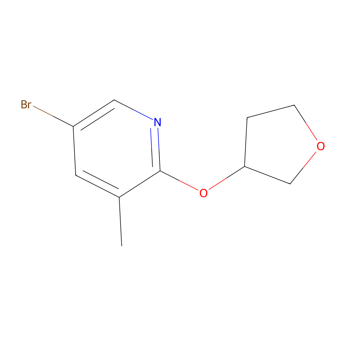 5-Bromo-3-methyl-2-[(tetrahydro-3-furanyl)oxy]pyridine molecular structure, CAS 1239611-38-1