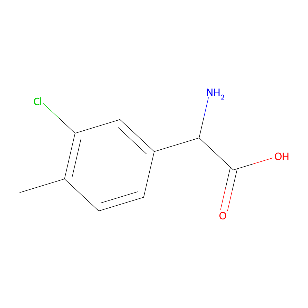 2-Amino-2-(3-chloro-4-methylphenyl)acetic acid molecular structure, CAS 1239646-79-7
