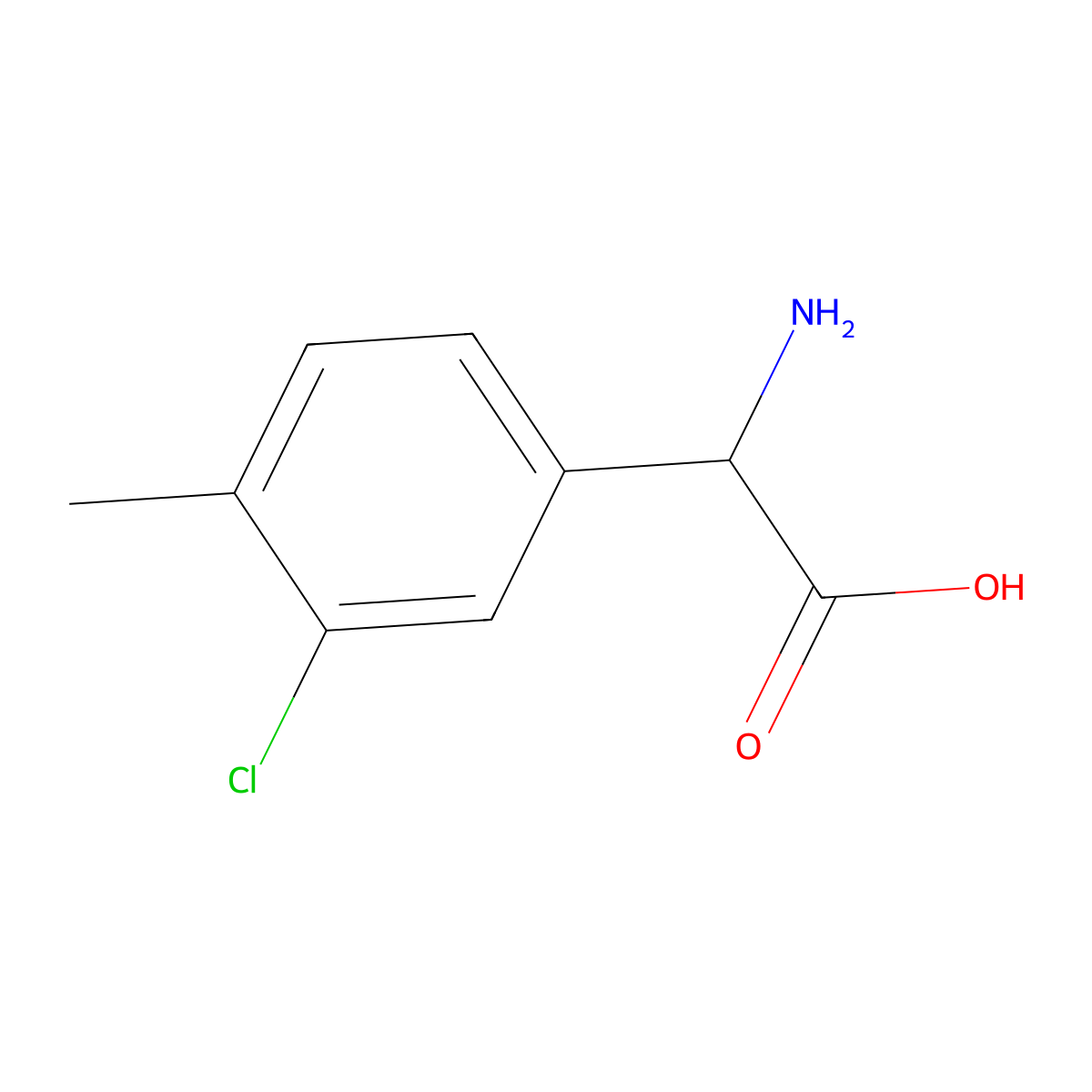 2-Amino-2-(3-chloro-4-methylphenyl)acetic acid molecular structure, CAS 1239646-79-7
