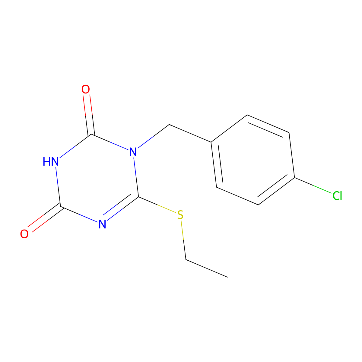 1-(4-Chlorobenzyl)-6-(ethylthio)-1,3,5-triazine-2,4(1H,3H)-dione molecular structure, CAS 1239691-22-5