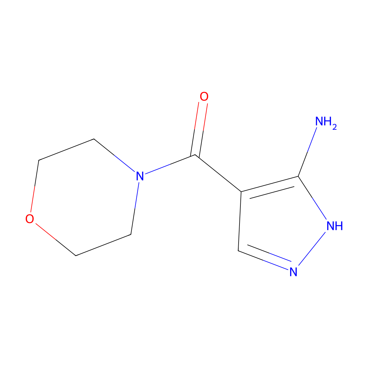 4-(morpholine-4-carbonyl)-1H-pyrazol-5-amine molecular structure, CAS 1239694-08-6