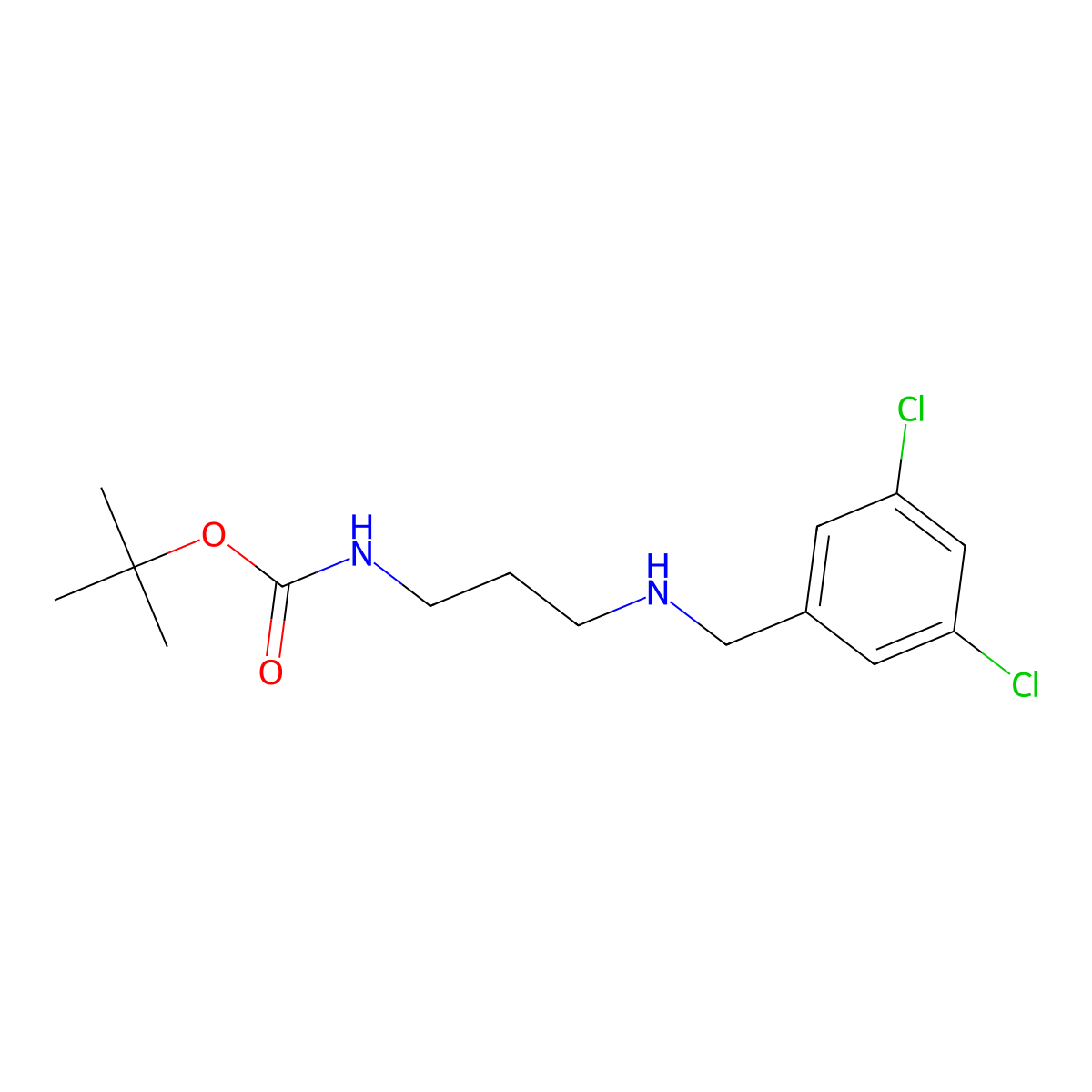 tert-Butyl N-(3-{[(3,5-dichlorophenyl)methyl]amino}propyl)carbamate molecular structure, CAS 1239703-71-9