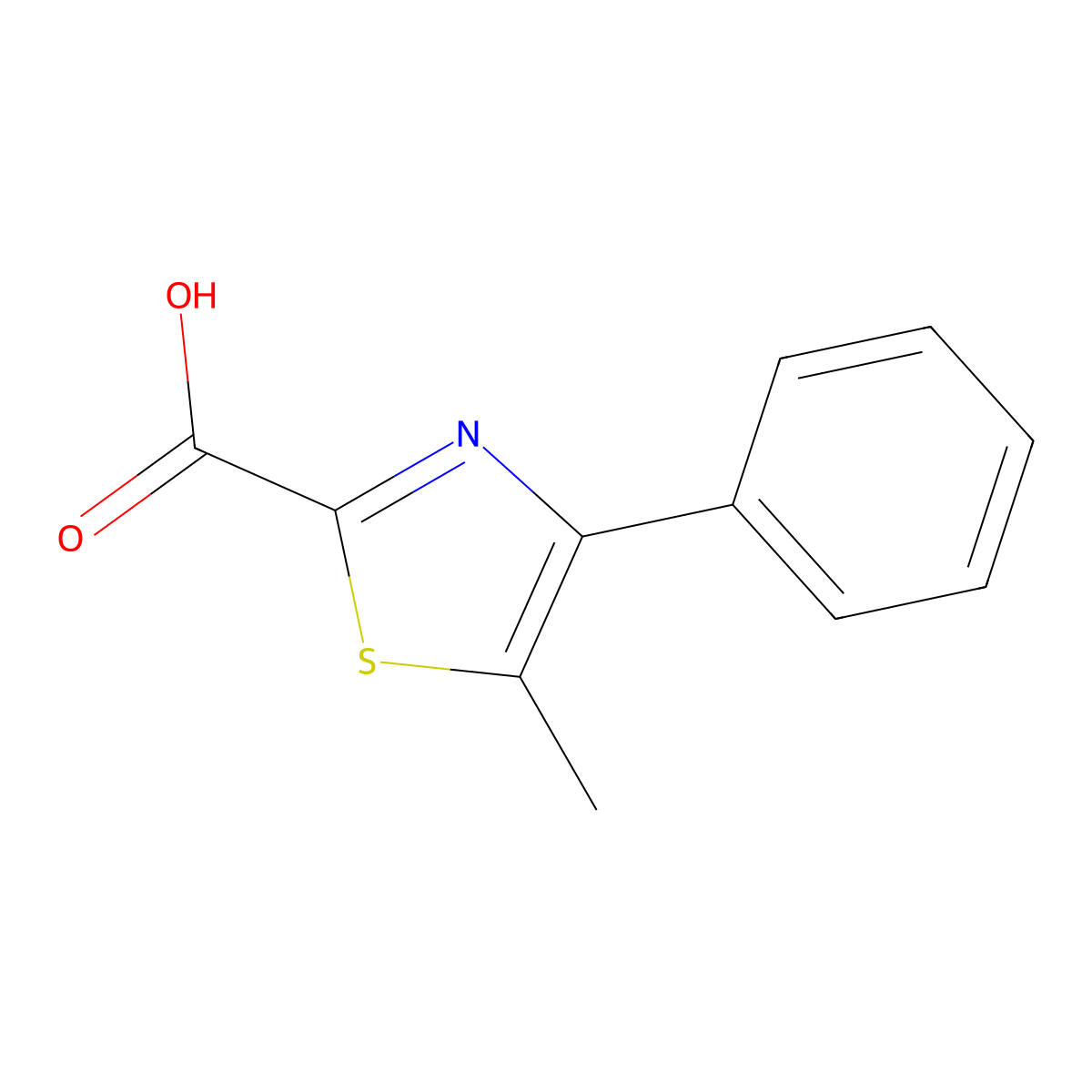 5-Methyl-4-phenyl-1,3-thiazole-2-carboxylic acid molecular structure, CAS 123971-43-7