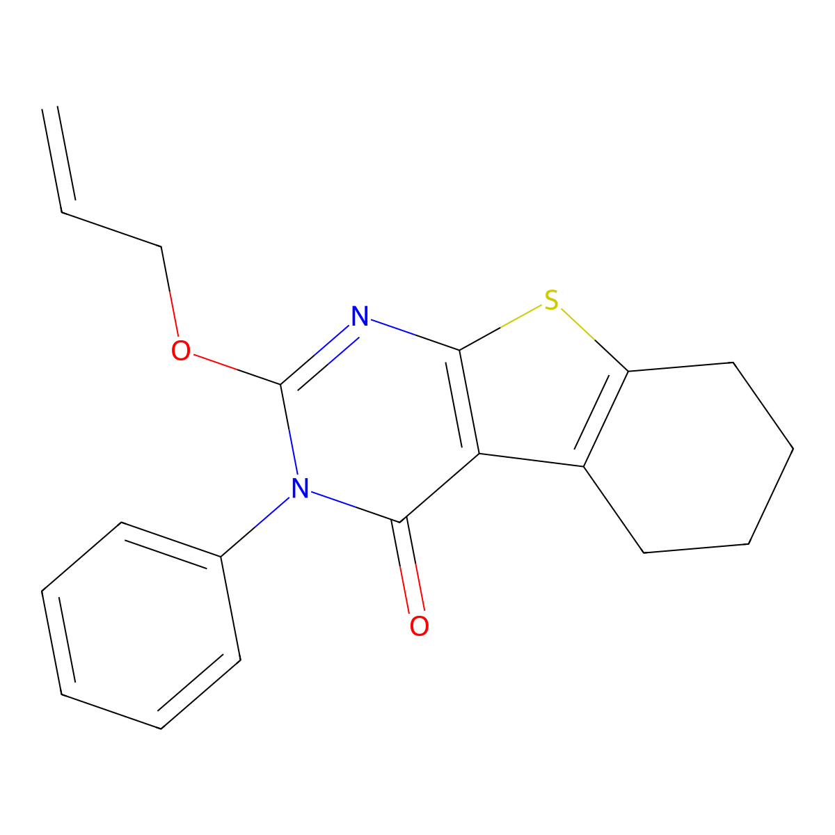 3-phenyl-2-(prop-2-en-1-yloxy)-5,6,7,8-tetrahydro[1]benzothieno[2,3-d]pyrimidin-4(3H)-one molecular structure, CAS 123971-80-2