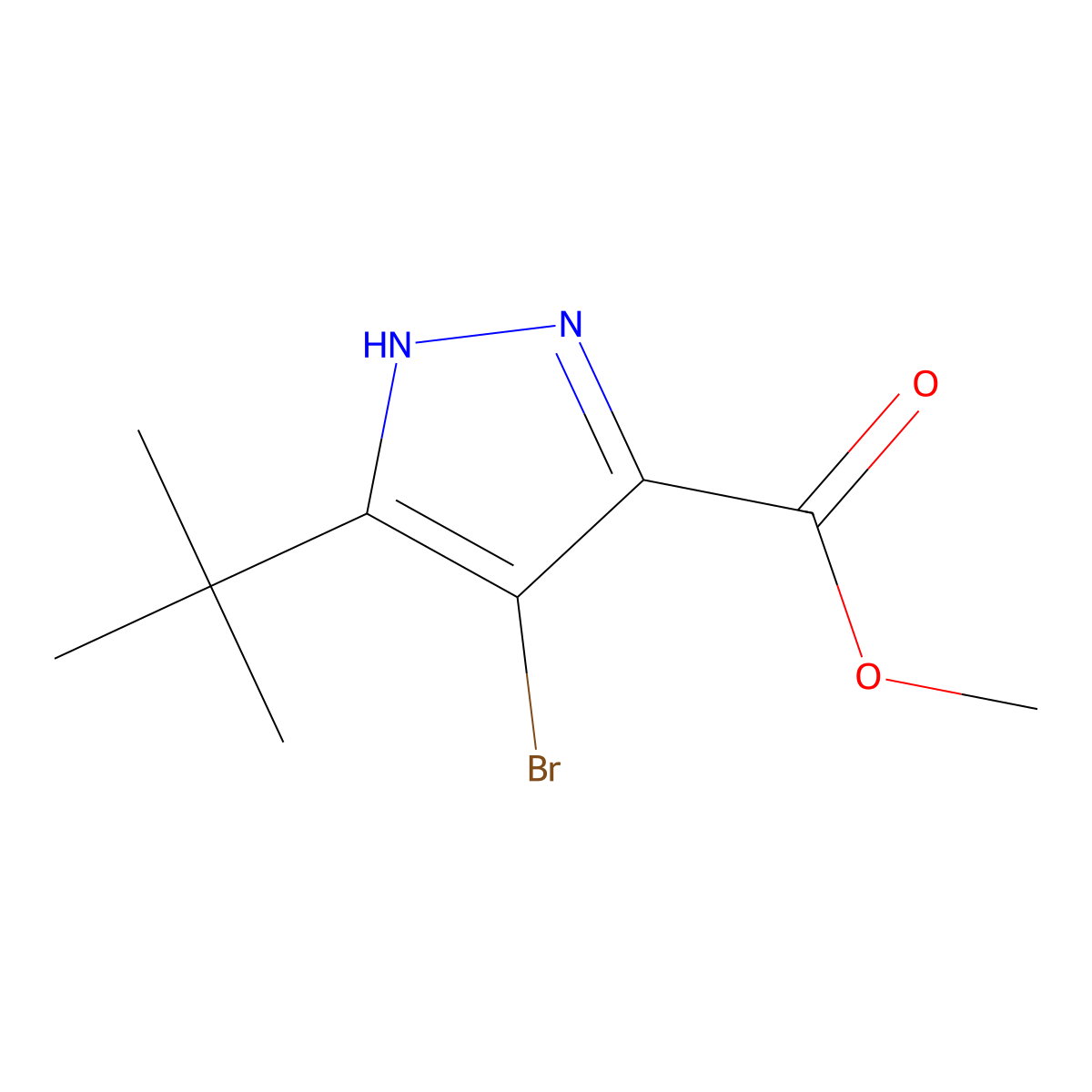 methyl 4-bromo-5-tert-butyl-1H-pyrazole-3-carboxylate molecular structure, CAS 1239712-58-3