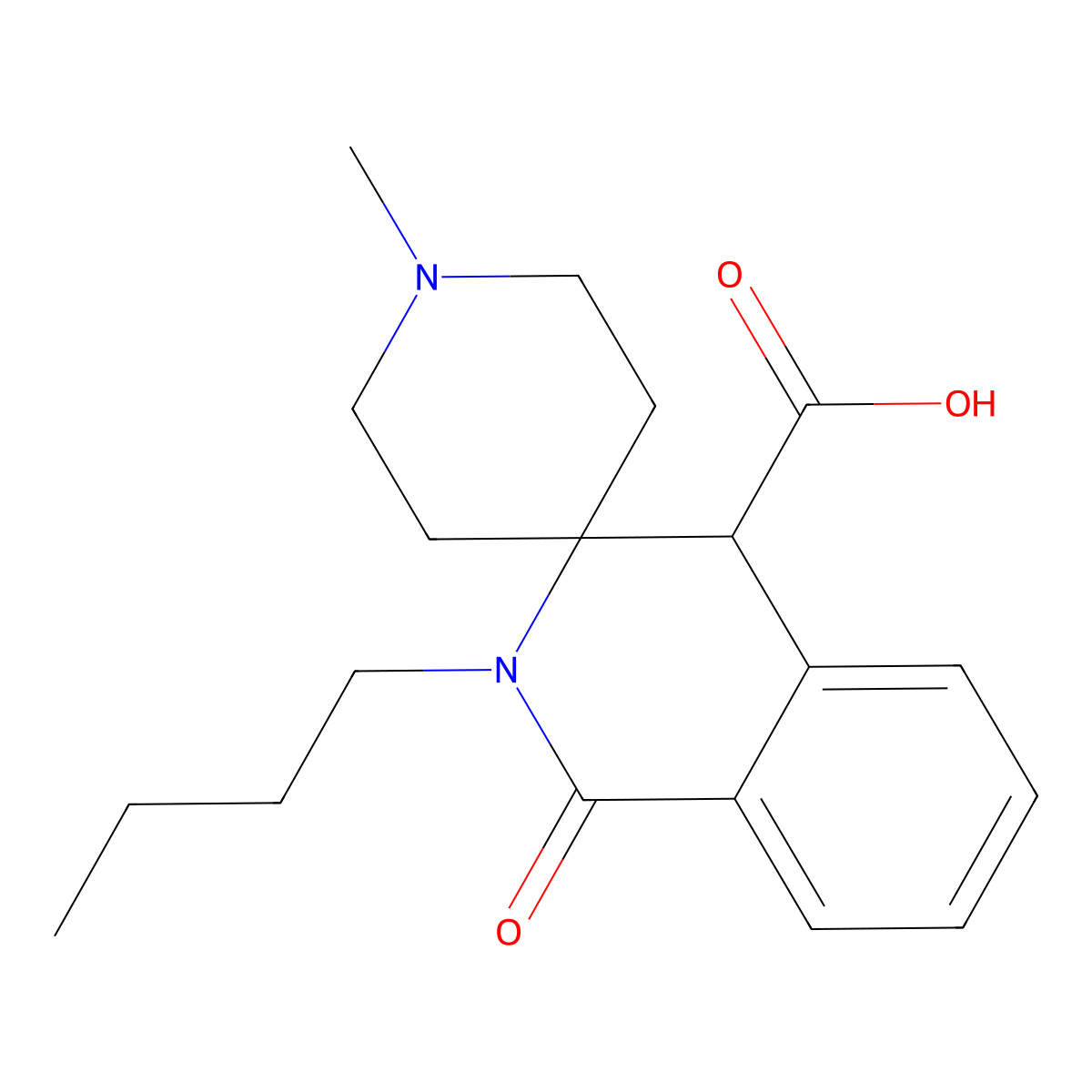 2-butyl-1'-methyl-1-oxo-1,4-dihydro-2H-spiro[isoquinoline-3,4'-piperidine]-4-carboxylic acid molecular structure, CAS 1239714-26-1