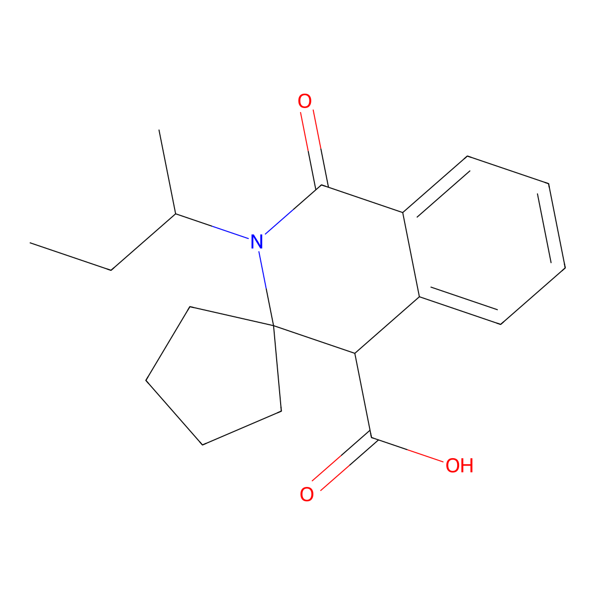 2'-sec-Butyl-1'-oxo-1',4'-dihydro-2'H-spiro[cyclopentane-1,3'-isoquinoline]-4'-carboxylic acid molecular structure, CAS 1239714-33-0