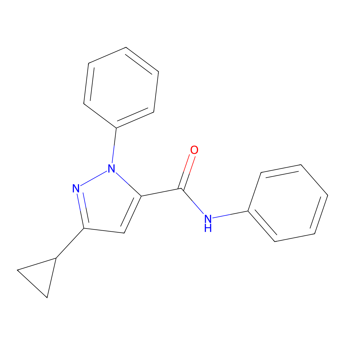 3-cyclopropyl-N,1-diphenyl-1H-pyrazole-5-carboxamide molecular structure, CAS 1239714-36-3