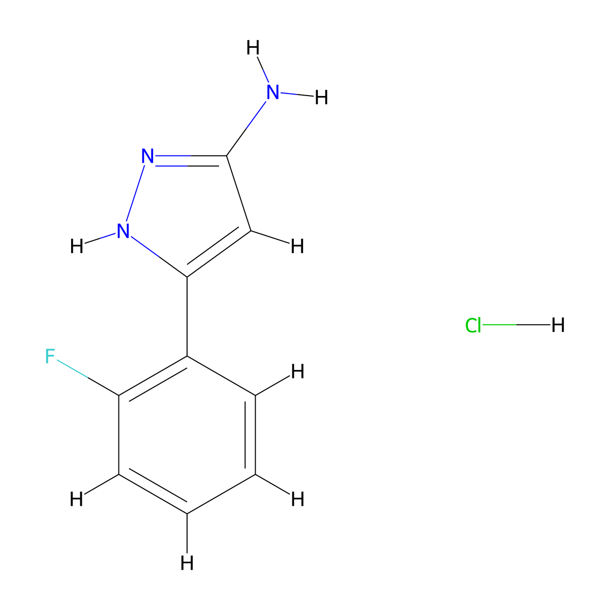 3-(2-Fluorophenyl)-1H-pyrazol-5-amine hydrochloride molecular structure, CAS 1239715-03-7