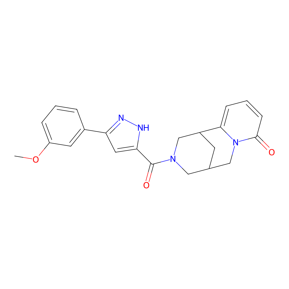 3-(3-(3-methoxyphenyl)-1H-pyrazole-5-carbonyl)-3,4,5,6-tetrahydro-1H-1,5-methanopyrido[1,2-a][1,5]diazocin-8(2H)-one molecular structure, CAS 1239715-80-0