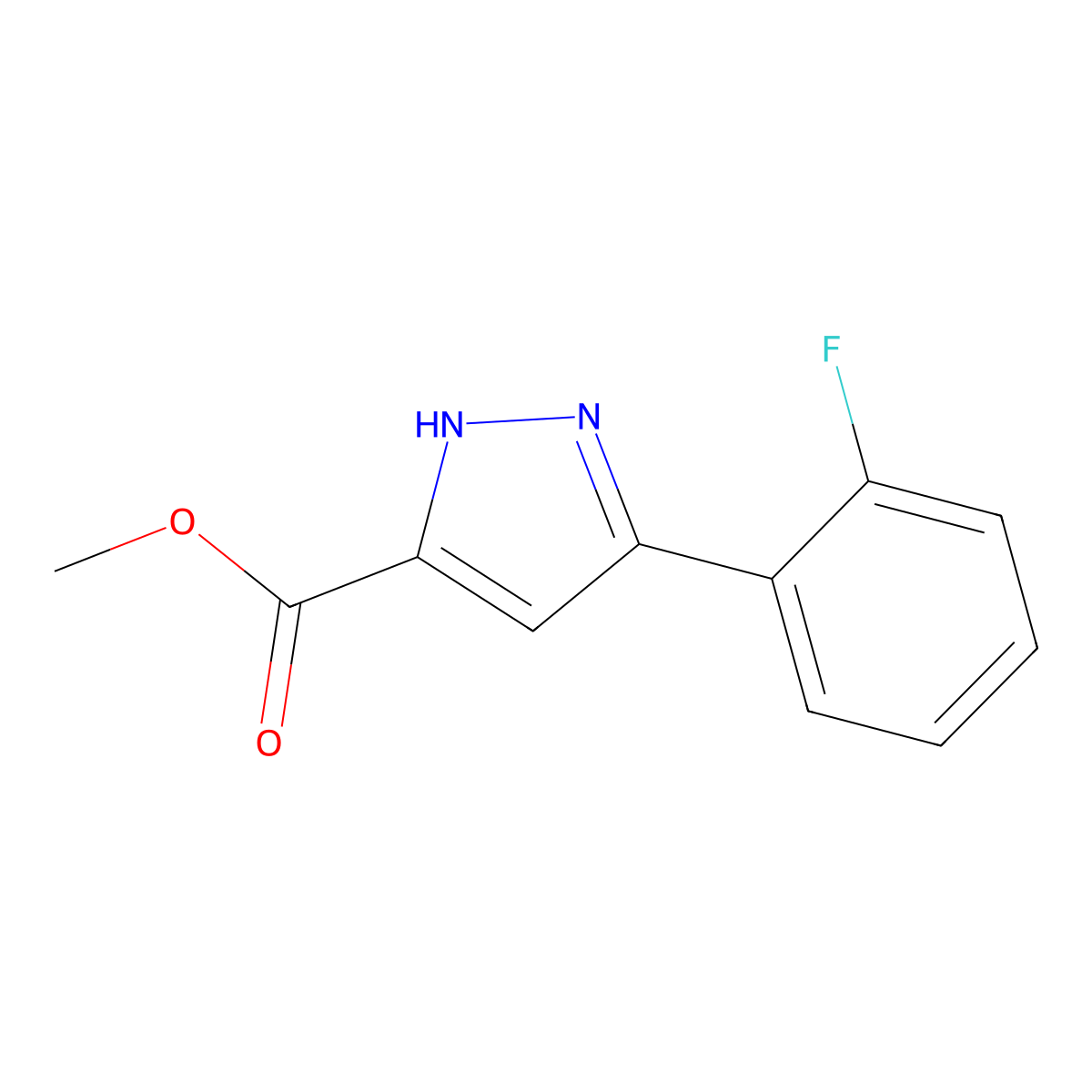 methyl 5-(2-fluorophenyl)-1H-pyrazole-3-carboxylate molecular structure, CAS 1239717-20-4