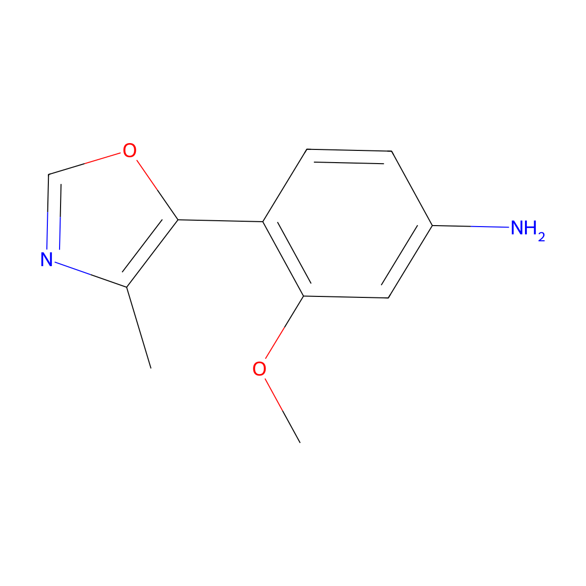 3-Methoxy-4-(4-methyl-5-oxazolyl)benzenamine molecular structure, CAS 1239719-44-8