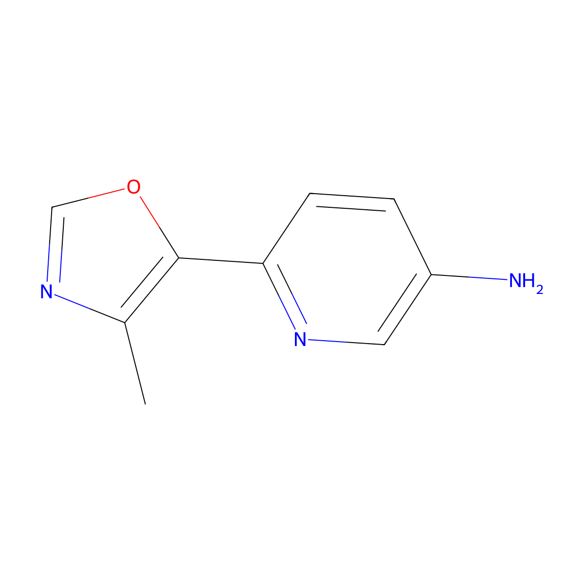 6-(4-Methyl-5-oxazolyl)-3-pyridinamine molecular structure, CAS 1239719-60-8