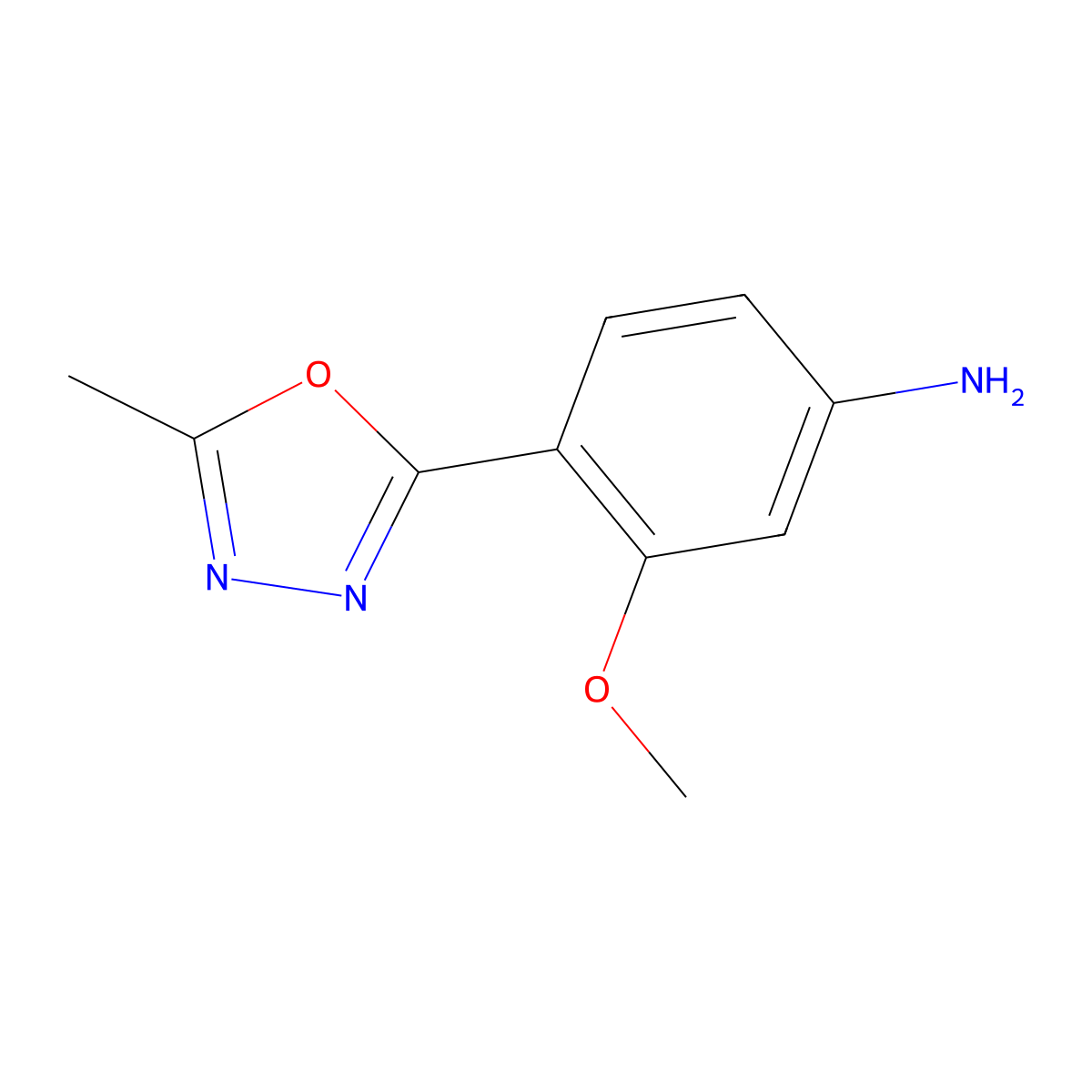 3-Methoxy-4-(5-methyl-1,3,4-oxadiazol-2-yl)aniline molecular structure, CAS 1239719-68-6