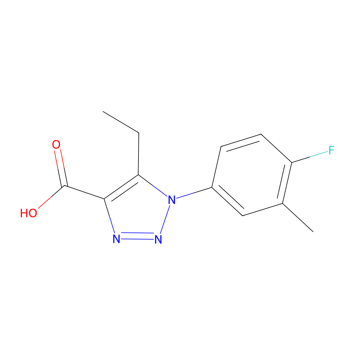 5-ethyl-1-(4-fluoro-3-methylphenyl)-1H-1,2,3-triazole-4-carboxylic acid molecular structure, CAS 1239720-61-6