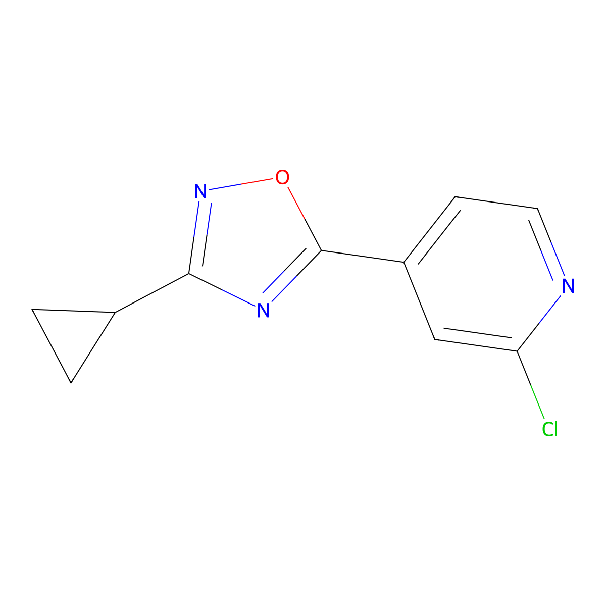 2-Chloro-4-(3-cyclopropyl-1,2,4-oxadiazol-5-yl)pyridine molecular structure, CAS 1239720-86-5
