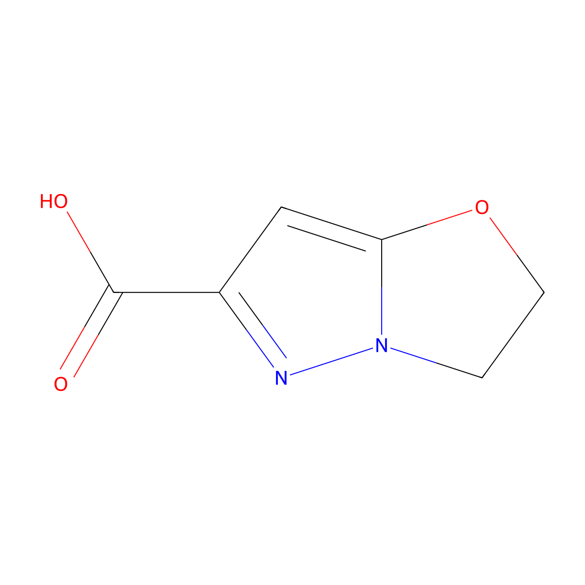 2H,3H-pyrazolo(3,2-b)(1,3)oxazole-6-carboxylic acid molecular structure, CAS 1239722-75-8