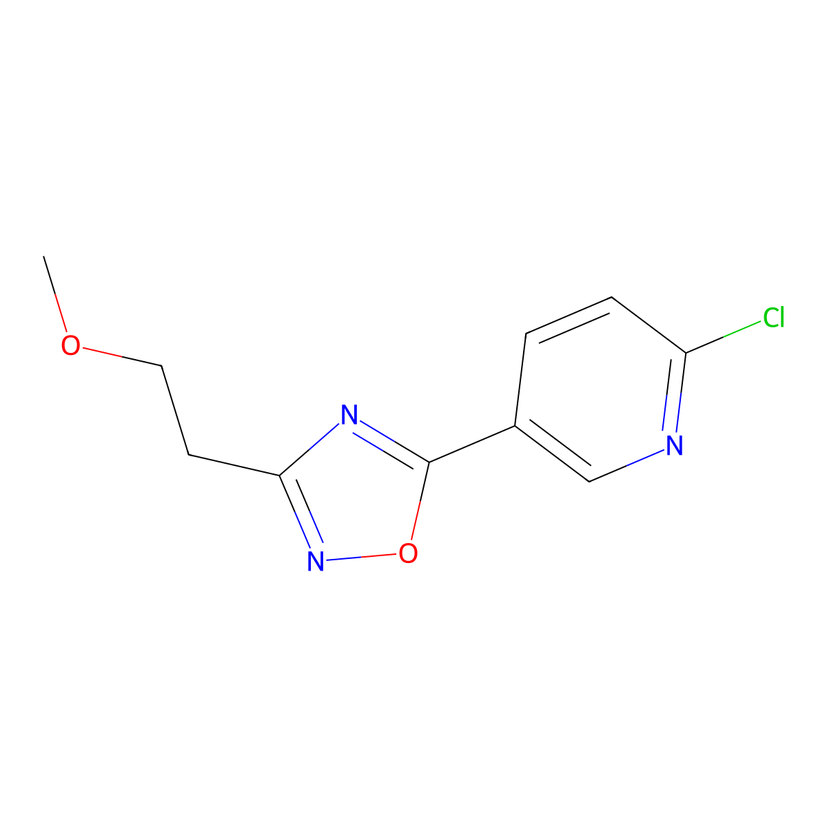 2-Chloro-5-[3-(2-methoxyethyl)-1,2,4-oxadiazol-5-yl]pyridine molecular structure, CAS 1239723-21-7