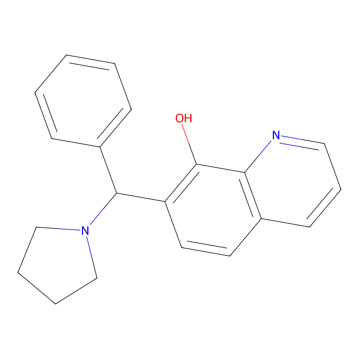 7-(Phenyl(pyrrolidin-1-yl)methyl)quinolin-8-ol molecular structure, CAS 1239723-28-4