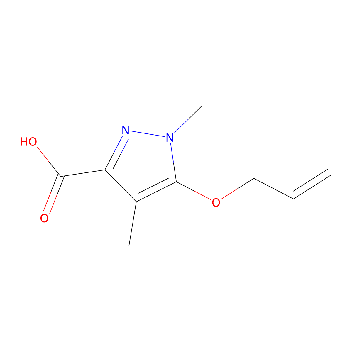 5-(Allyloxy)-1,4-dimethyl-1H-pyrazole-3-carboxylic acid molecular structure, CAS 1239723-65-9