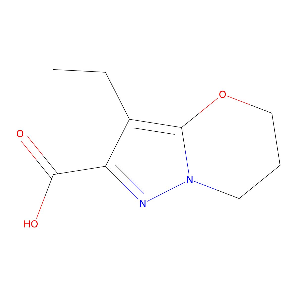 3-Ethyl-6,7-dihydro-5H-pyrazolo[5,1-b][1,3]oxazine-2-carboxylic acid molecular structure, CAS 1239723-94-4