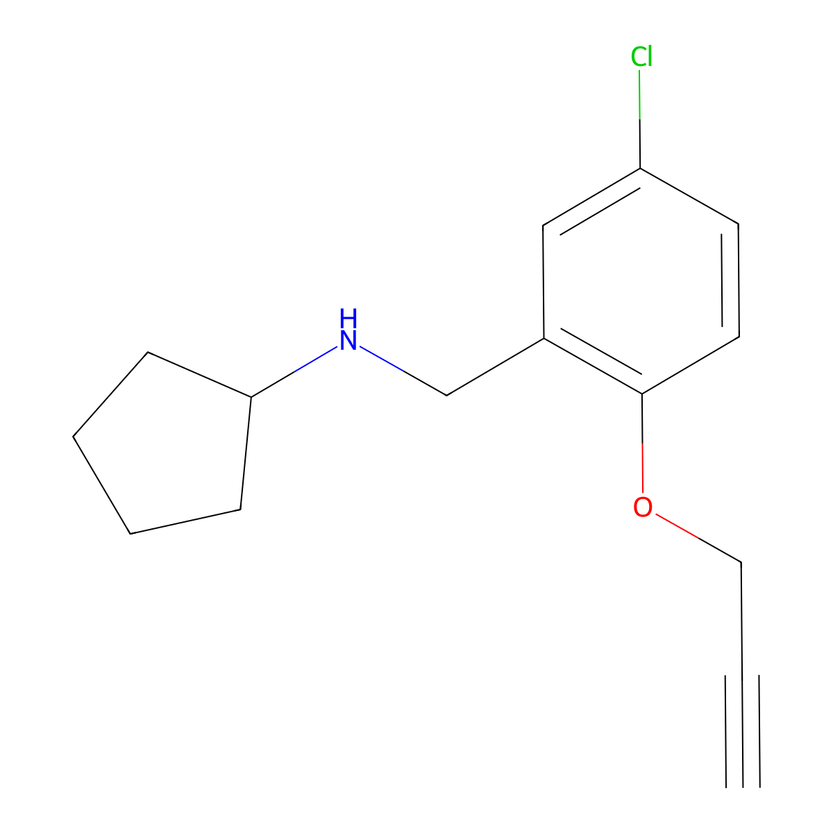 N-(5-Chloro-2-(prop-2-yn-1-yloxy)benzyl)cyclopentanamine molecular structure, CAS 1239725-13-3