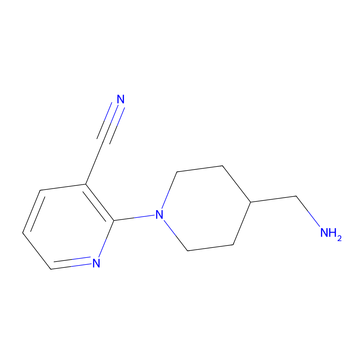 2-[4-(Aminomethyl)piperidin-1-yl]nicotinonitrile molecular structure, CAS 1239727-91-3